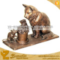 brass cat and mouse sculpture for garden decoration